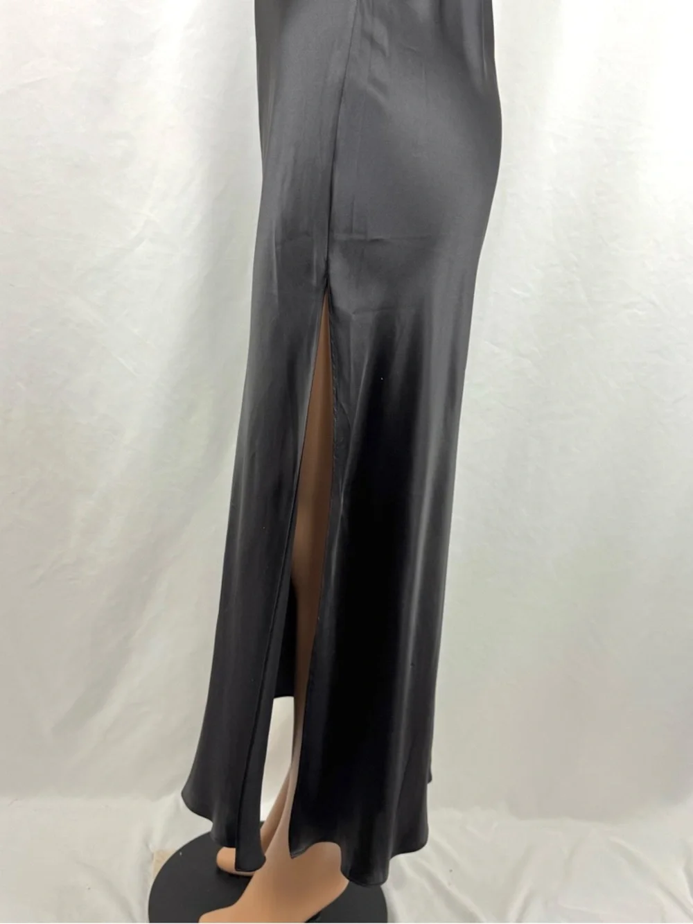 Y2K Victoria's Secret Silk Black Draped Bias Cut Vintage Maxi Gown Slip Dress L